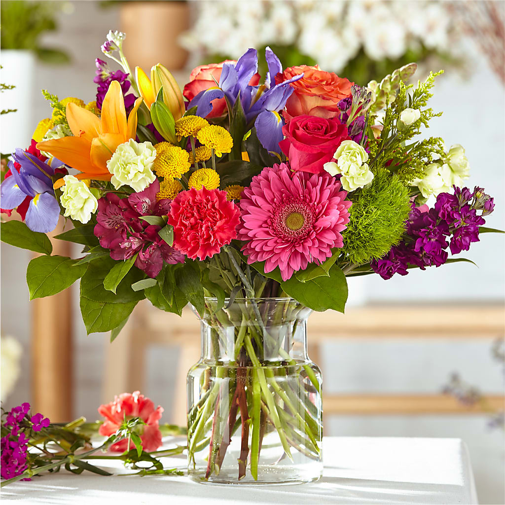 Bold and Bright Vibrant Mixed Seasonal Flower Bouquet Arrangement
