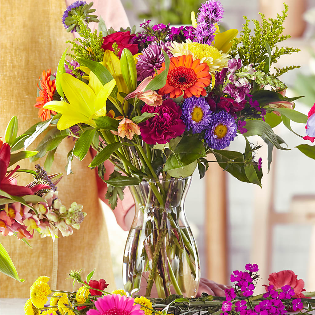 Bold and Bright Vibrant Mixed Seasonal Flower Bouquet Arrangement