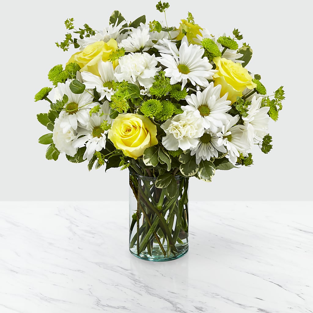 Happy Day Bouquet with Yellow Roses and White Daisies