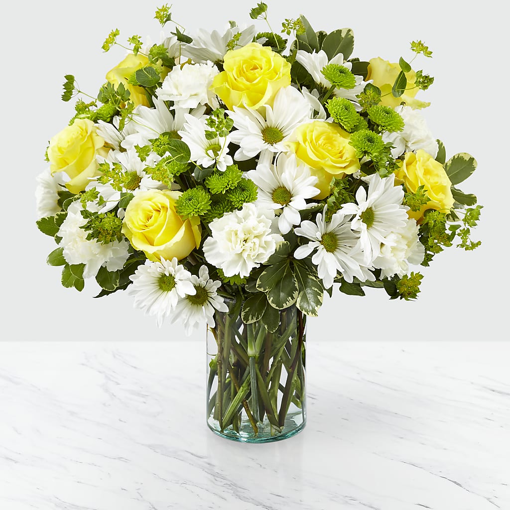 Happy Day Bouquet with Yellow Roses and White Daisies