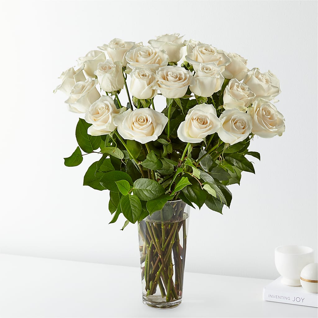 Premium Long Stem White Rose Bouquet Fresh Floral Arrangement