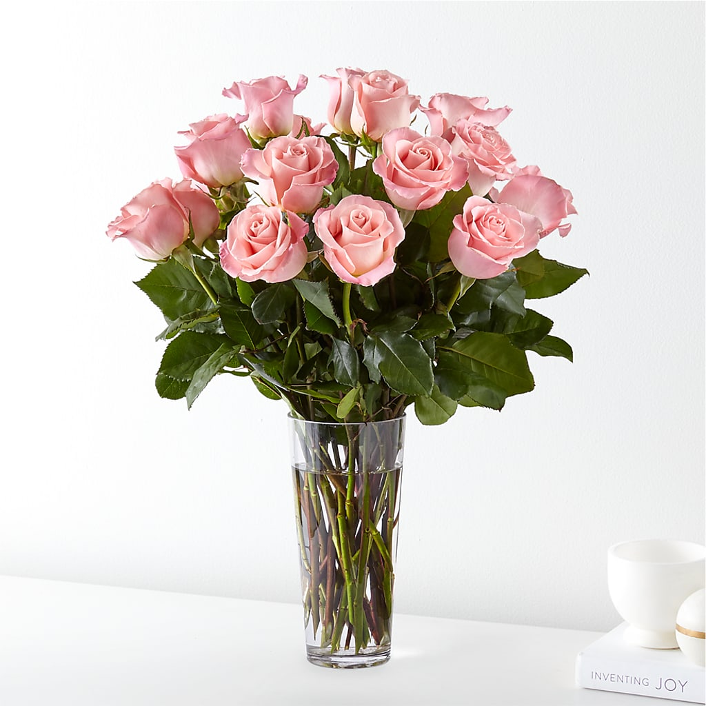 Elegant Long Stem Pink Rose Bouquet Fresh Floral Arrangement