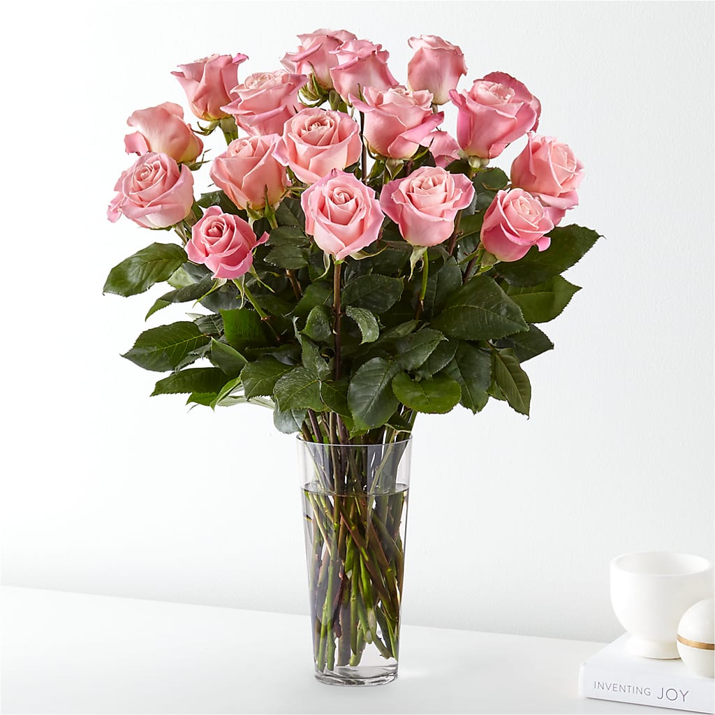 Elegant Long Stem Pink Rose Bouquet Fresh Floral Arrangement