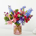 Breezy Meadows Wildflower Bouquet with Roses and Lilies in Blush Vase
