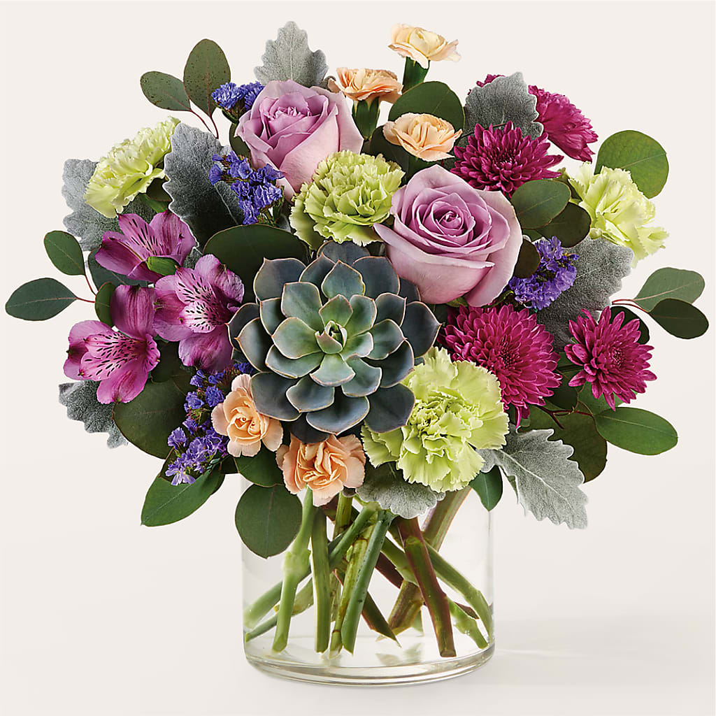 Botanical Dream Bouquet with Green and Purple Seasonal Blooms