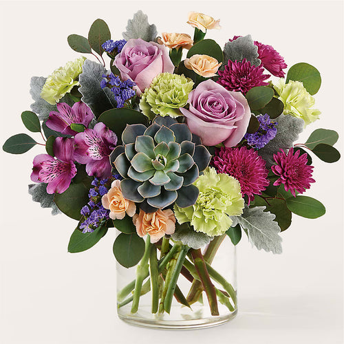 Botanical Dream Bouquet with Green and Purple Seasonal Blooms