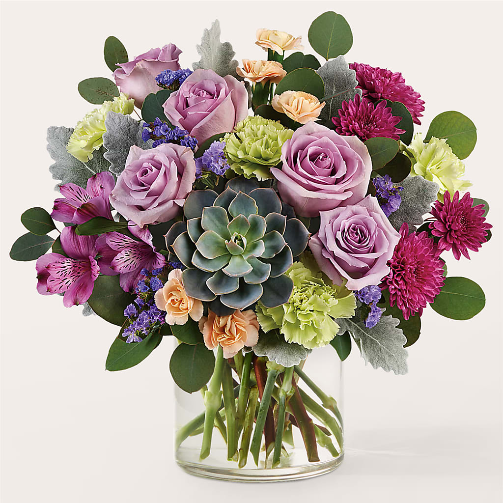 Botanical Dream Bouquet with Green and Purple Seasonal Blooms