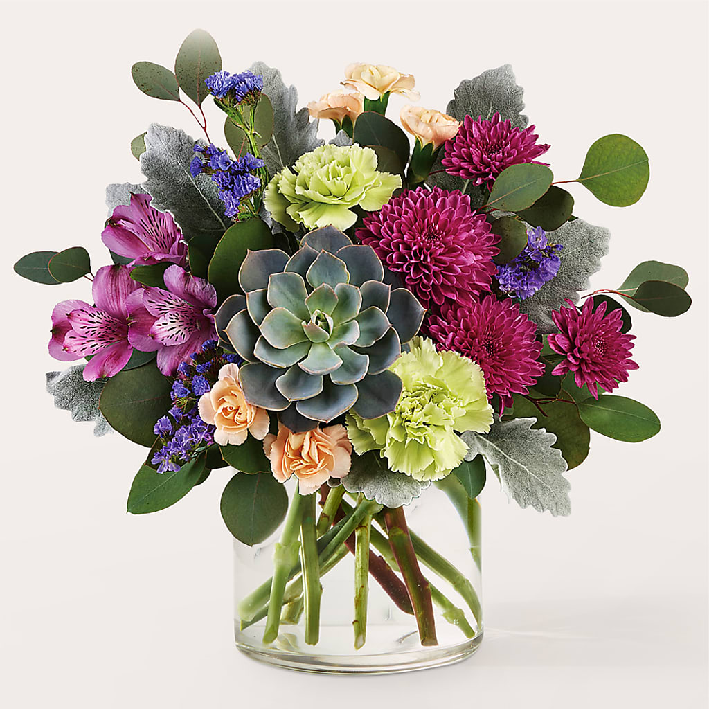 Botanical Dream Bouquet with Green and Purple Seasonal Blooms