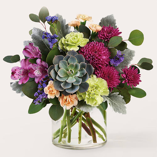 Botanical Dream Bouquet with Green and Purple Seasonal Blooms