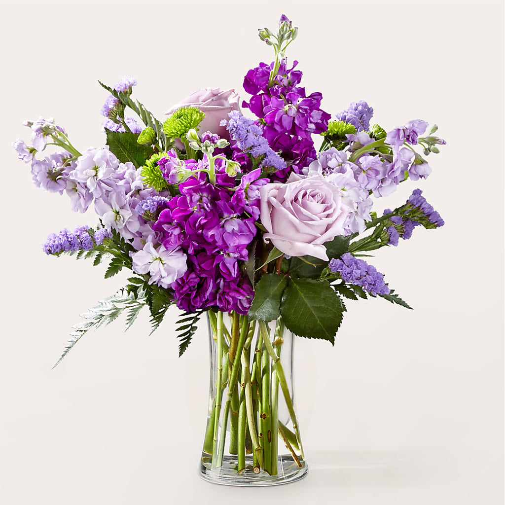 Grapeful Bouquet Fresh Purple Rose and Stock Floral Arrangement