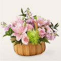 Beautiful Spirit Basket Floral Arrangement with Pink Roses and Lilies