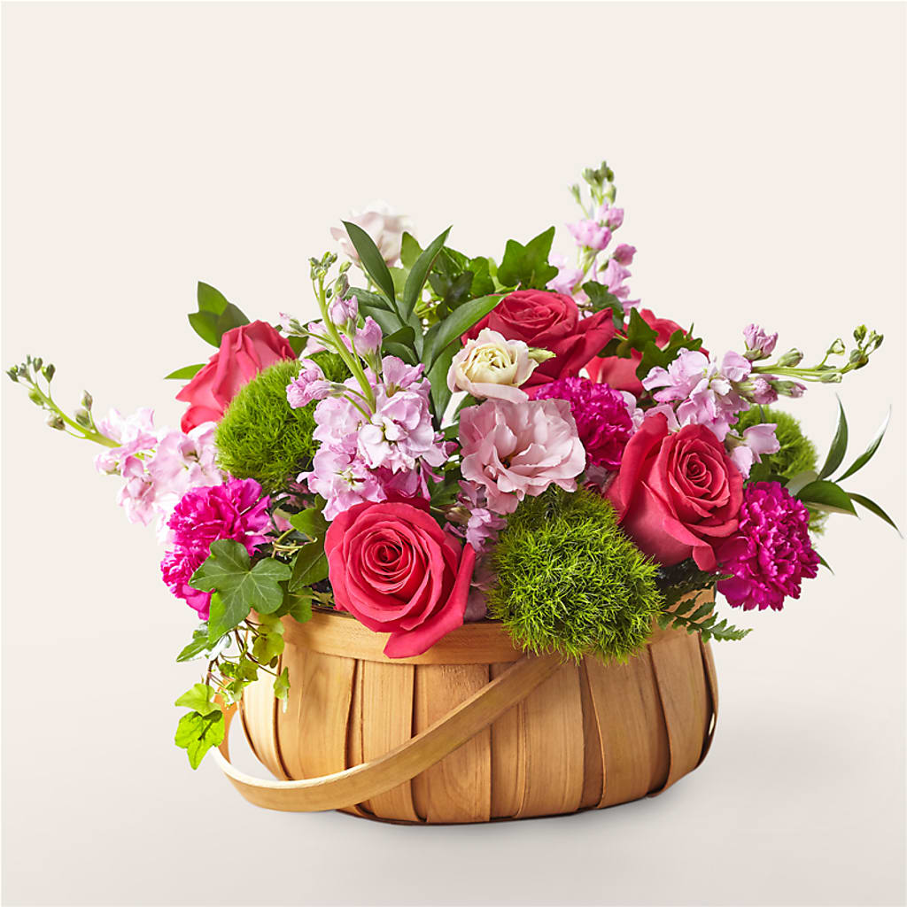 Radiance in Bloom Fresh Rose and Carnation Floral Basket Arrangement