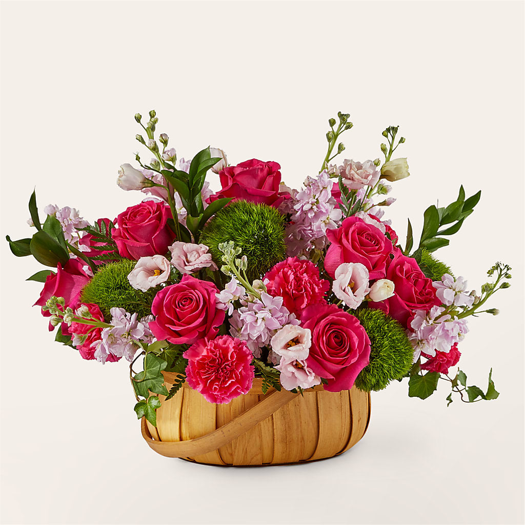 Radiance in Bloom Fresh Rose and Carnation Floral Basket Arrangement