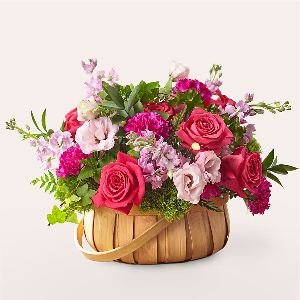 Radiance in Bloom Fresh Rose and Carnation Floral Basket Arrangement