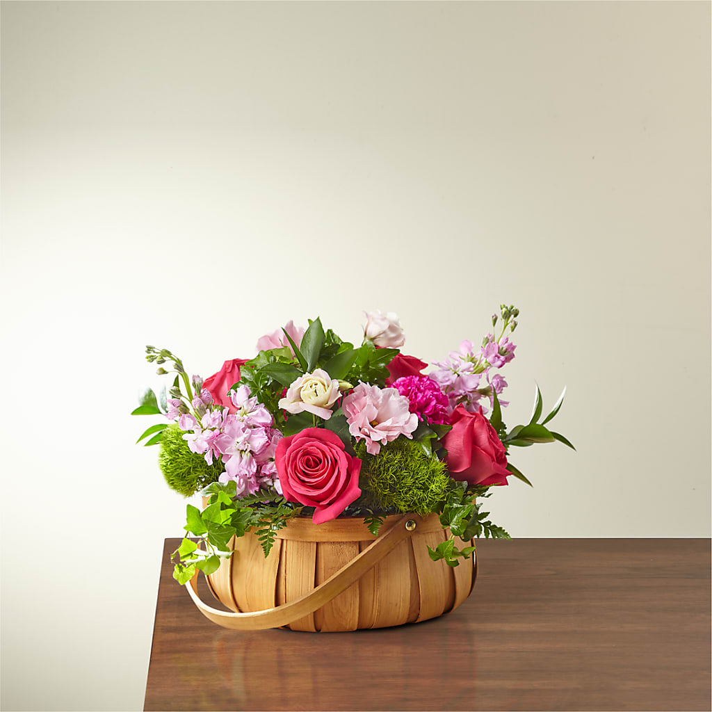 Radiance in Bloom Fresh Rose and Carnation Floral Basket Arrangement