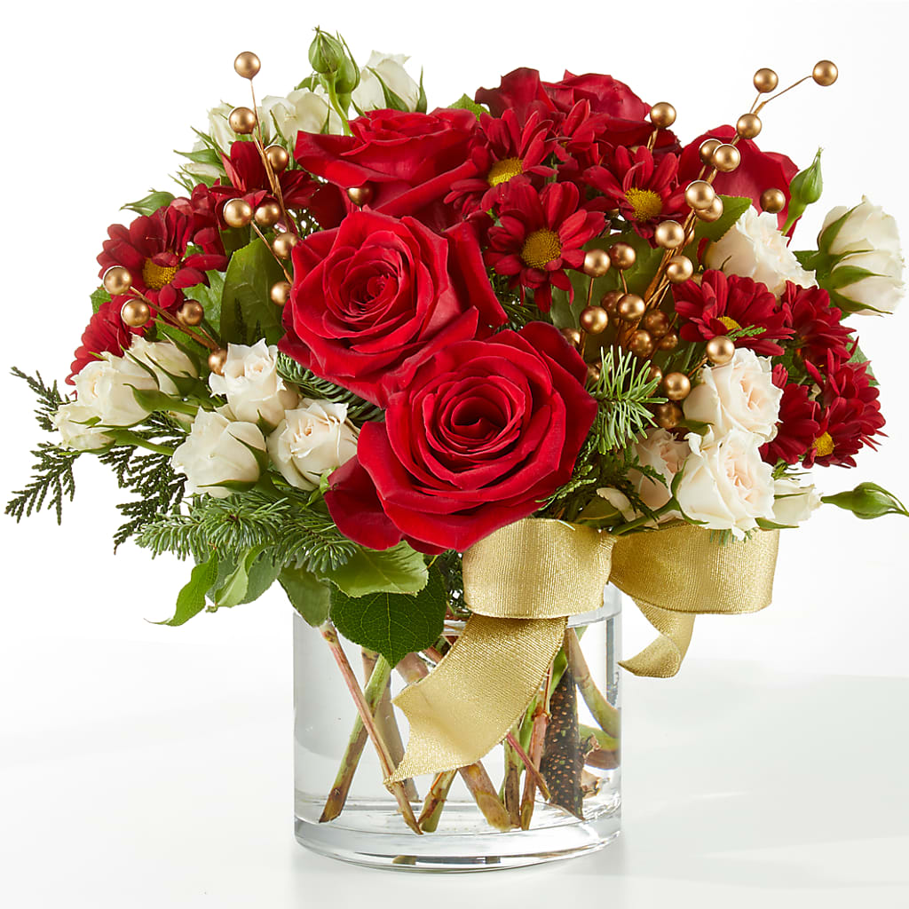 Believe Bouquet Elegant Red Rose and Daisy Christmas Floral Arrangement