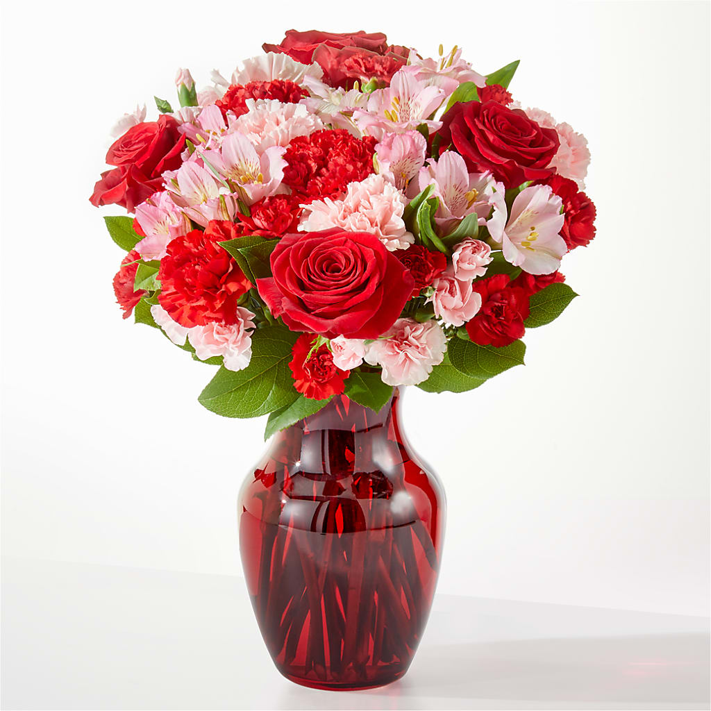 Candy Kisses Pink and Red Rose and Carnation Bouquet