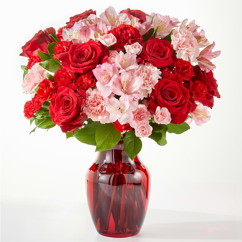 Candy Kisses Pink and Red Rose and Carnation Bouquet