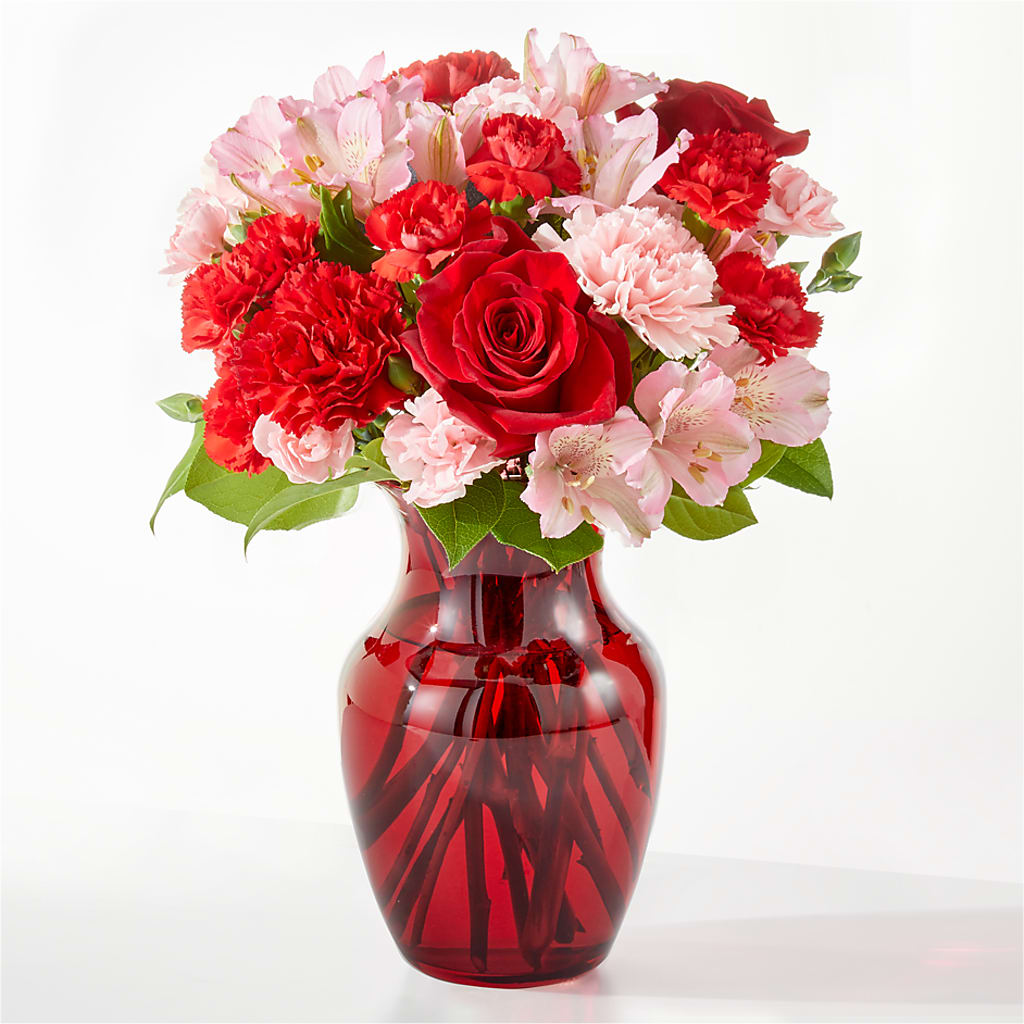 Candy Kisses Pink and Red Rose and Carnation Bouquet